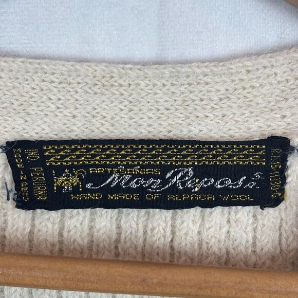Mon Repos Men's‎ hand made 100% alpaca wool beige cardigan sz Small Peru warm - Picture 6 of 11
